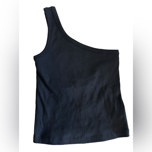 Skin Worldwide Ingeborg Black Ribbed Tank One Shoulder NWT Size 1/Small - Picture 2 of 7